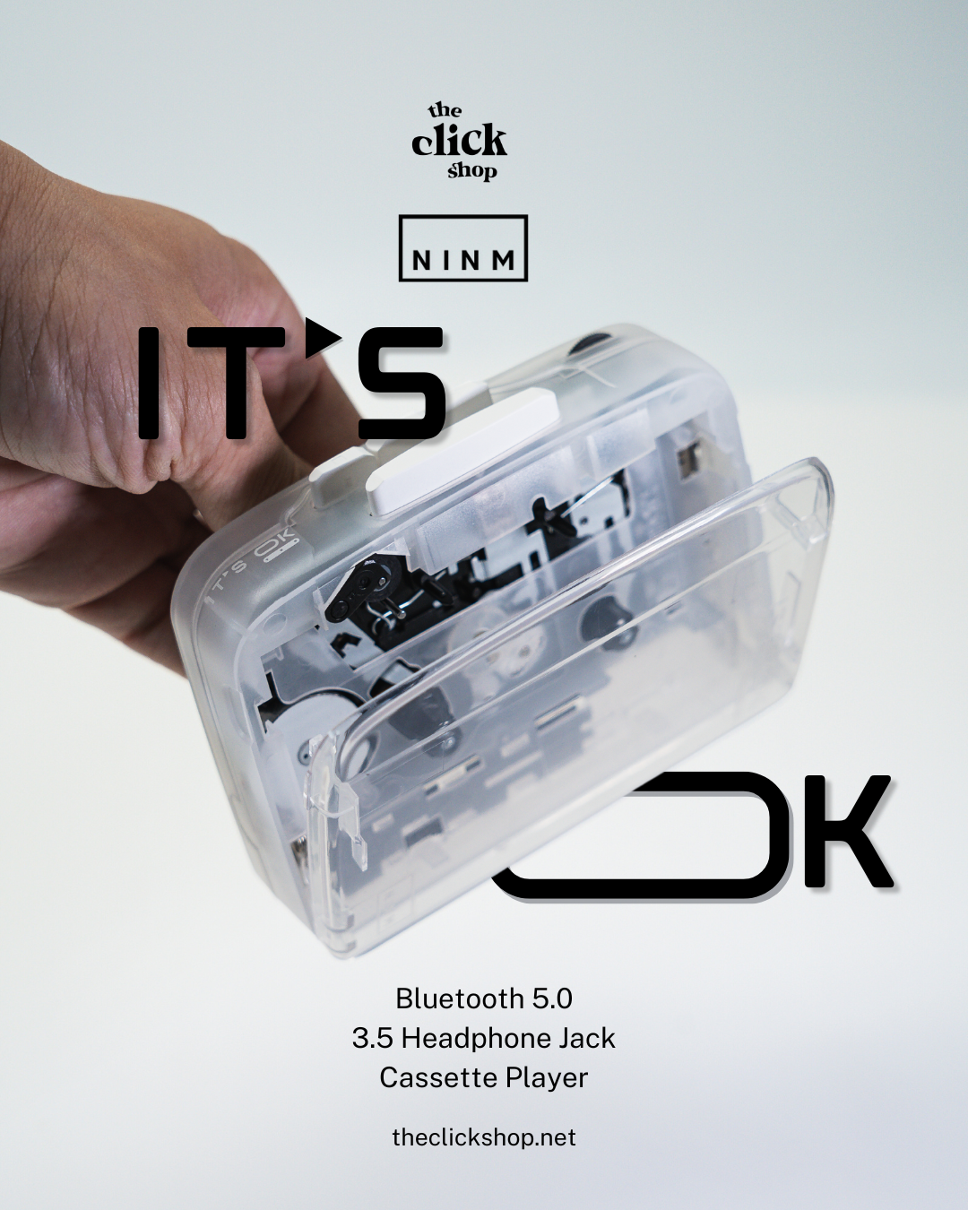 IT'S OK TOO Cassette Player White — back view