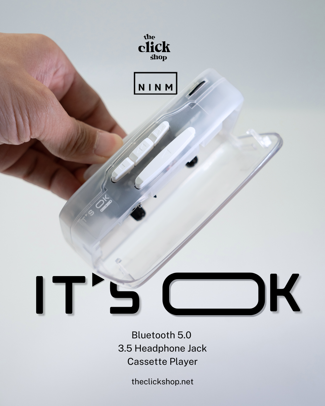 IT'S OK TOO Cassette Player White — with tape