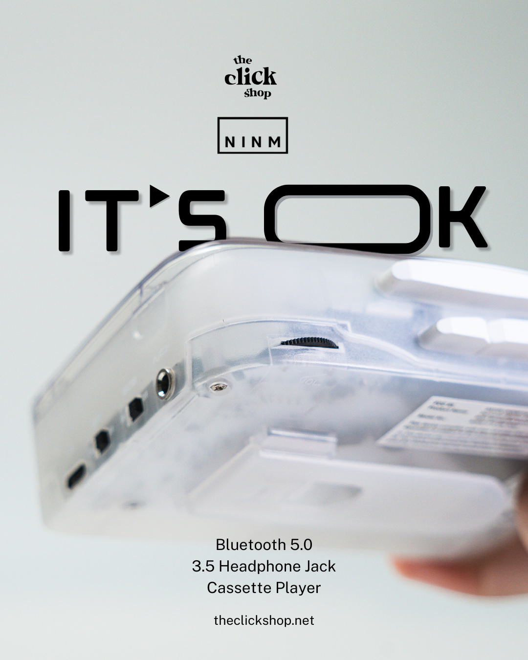 IT'S OK TOO Cassette Player White — detail