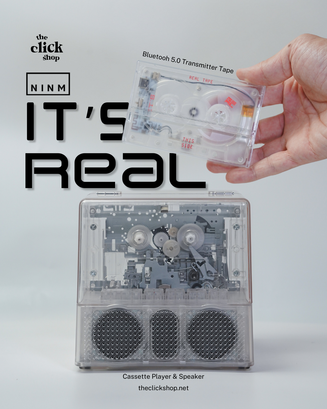 IT'S REAL Bluetooth Speaker & Cassette Player Combo — Transparent