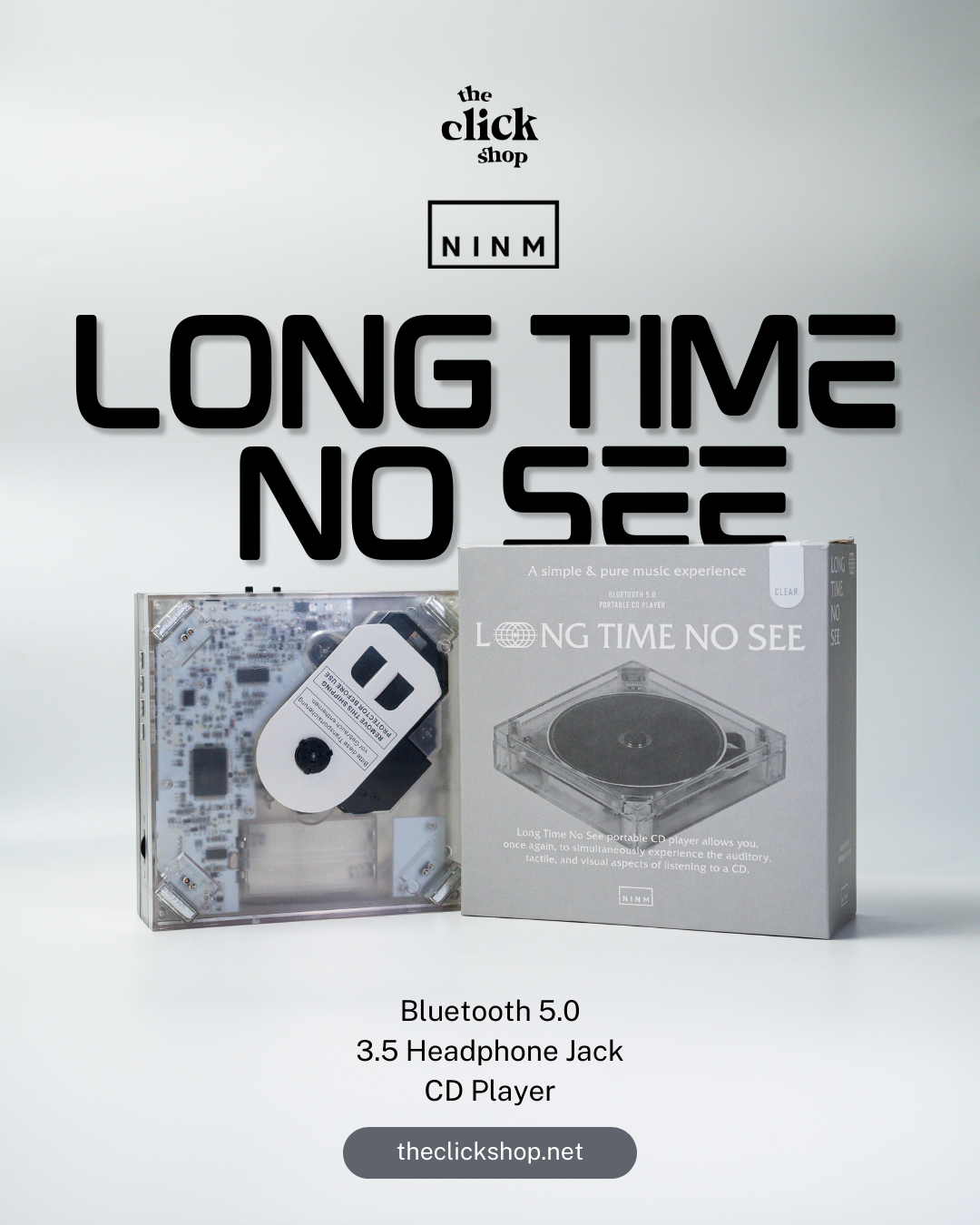Long Time No See Bluetooth 5.0 CD Player - Clear – The Click Shop