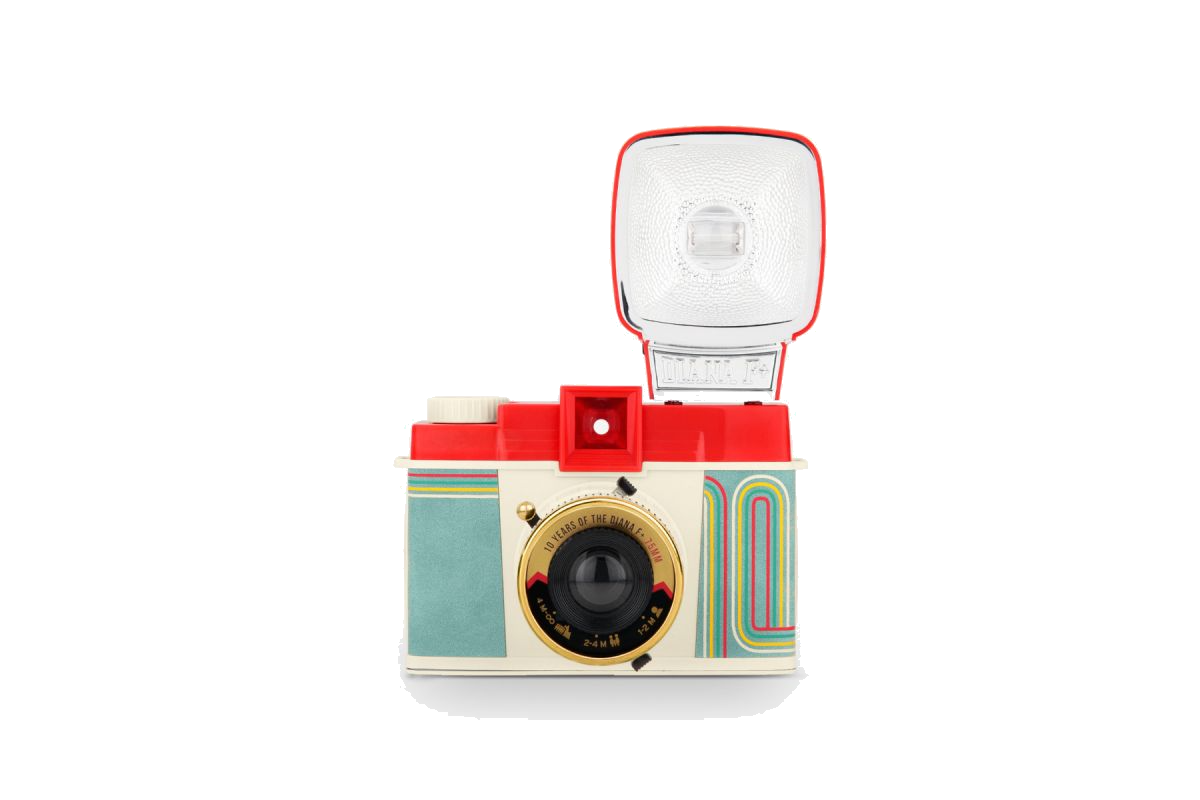 Diana F+ Camera & Flash 10 Years Anniversary — front view, transparent background
