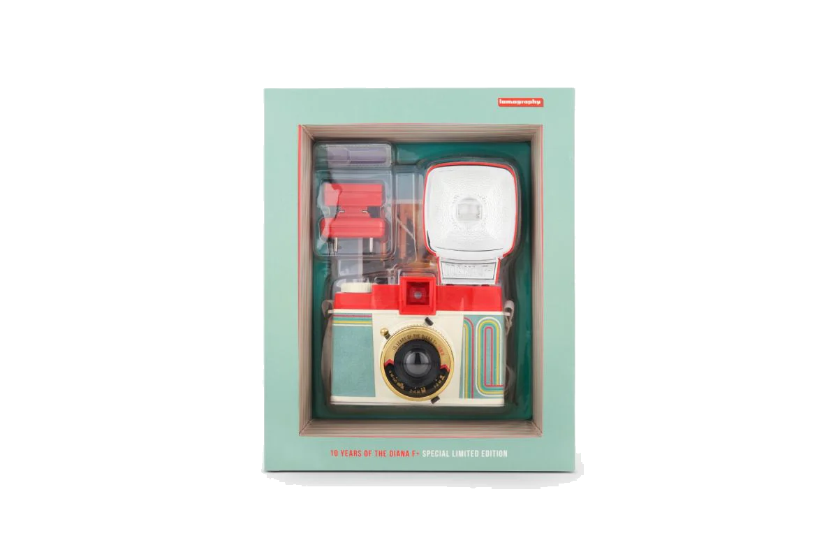 Diana F+ 10th Anniversary packaging front variant, transparent background