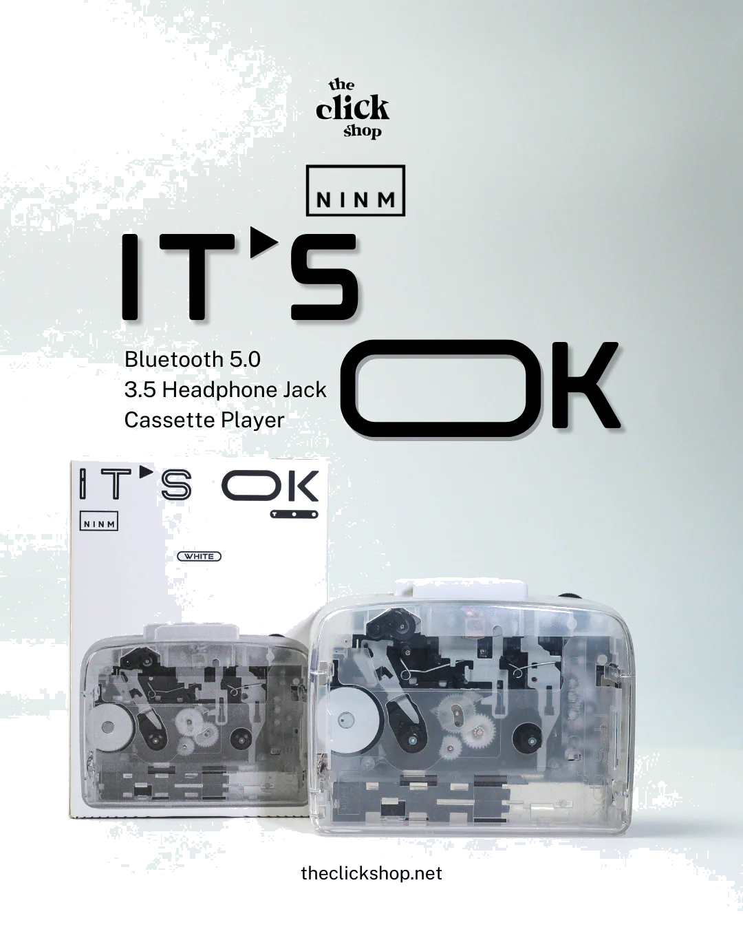 IT'S OK TOO Bluetooth 5.0 Stereo Cassette Player — White