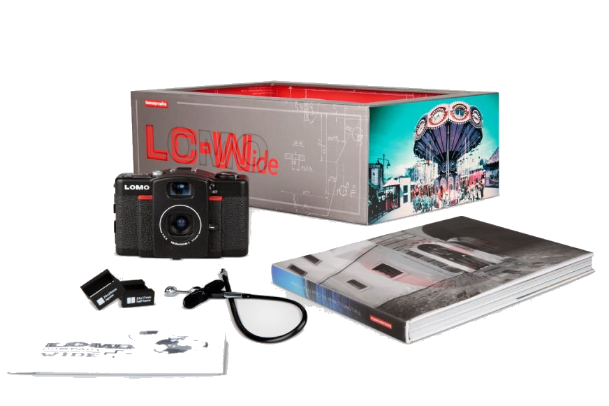 Lomo LC-Wide 35mm Film Camera — contents and accessories